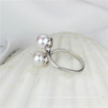 Double Button Genuine Pearl Jewelry Ring